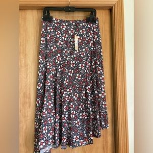 Rebecca Minkoff Reiana black multi floral midi skirt medium